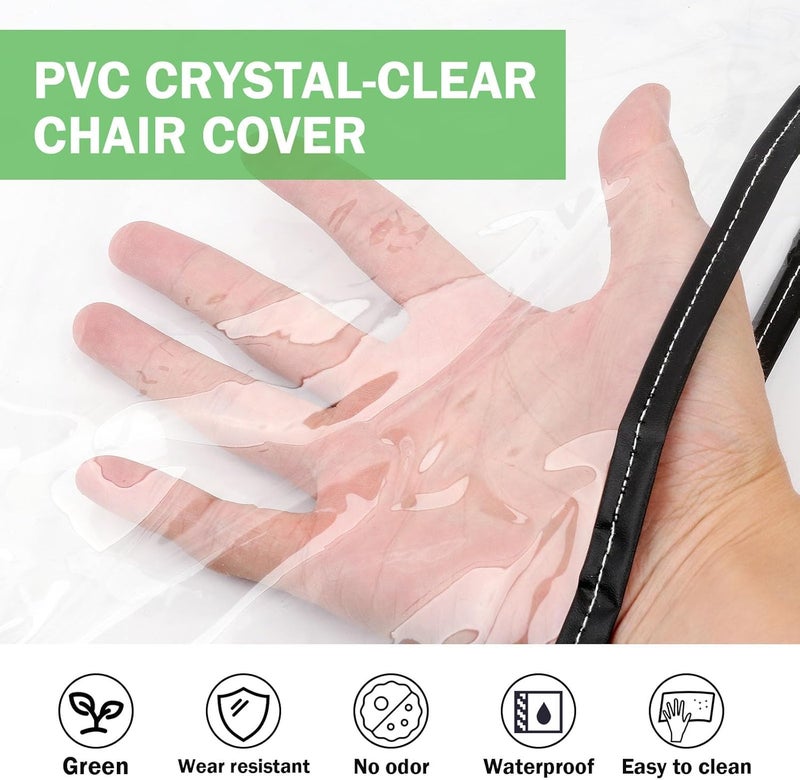 Yeezee Salon Chair Cover - 20"x 15"x 4.5"Seat Covers Black,Salon Chair Covers Protectors,Square Salon Chair Covers Protectors fits Most Salon Chairs,Reinforced Precision Stitched Clear Covers (2, Small) - Image 1